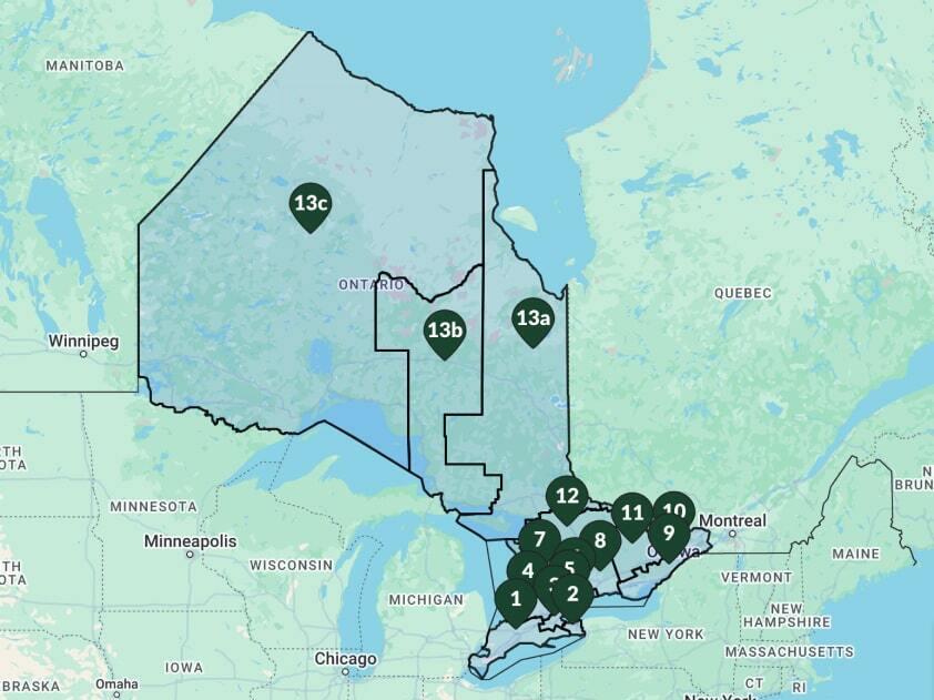 Regional map of Ontario